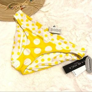 La Blanca  Reversible Yellow Polka Dot Bikini Bottom Sz 6 NWT